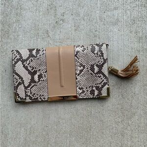 ANTONIO MELANI Snake Print and Tan Clutch